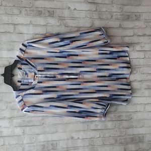 JM Collection  Abstract Stripe Blouse 3/4 Sleeves, PXL